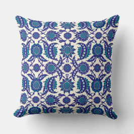 Blaues Iznik-Blumenmuster Kissen