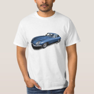 Blaues Jaguar XKE Vintage Sportwagen T-Shirt