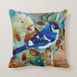 Blaues Jay im Baum Kissen