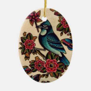 blaues Jay Keramikornament
