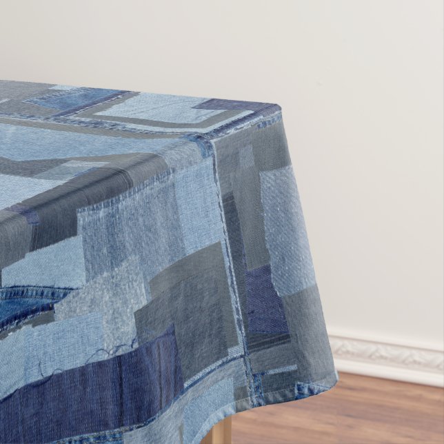 Blaues Jean Patchwork-Denim Shibori Boro Boro Tischdecke (Beispiel)