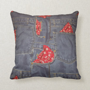Blaues Jeans-Bandana-Druck-MoJo-Wurfkissen Kissen