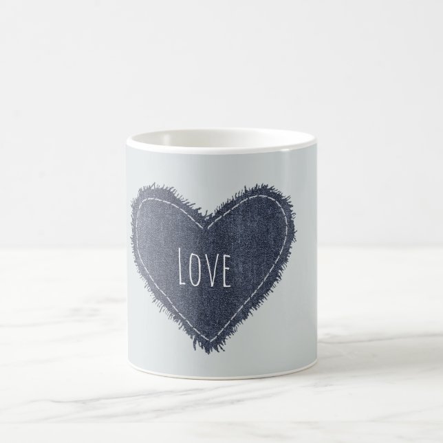 Blaues Jeansherz Liebe Kaffeetasse (Mittel)