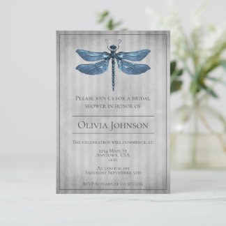 Blaues Jewelen-Dragonfly-Brautparty Einladung
