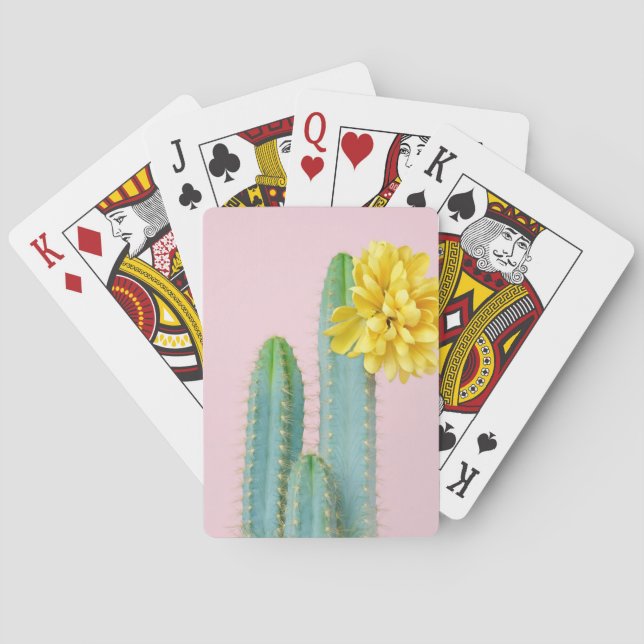 Blaues Kaktus-Trio Spielkarten (Rückseite)