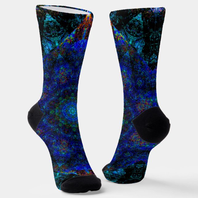 Blaues Kaleidoskop, Crew Socken (Gewinkelt)