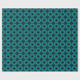 Blaues Kaleidoskop-Fraktalmuster Geschenkpapier