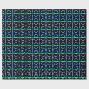Blaues Kaleidoskop-Fraktalmuster Geschenkpapier