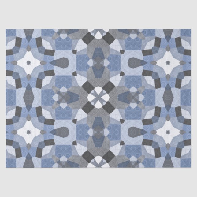 Blaues Kaleidoskop-Gewebe Seidenpapier (Vorderseite)