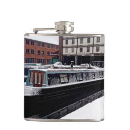 Blaues Kanalboot Flachmann