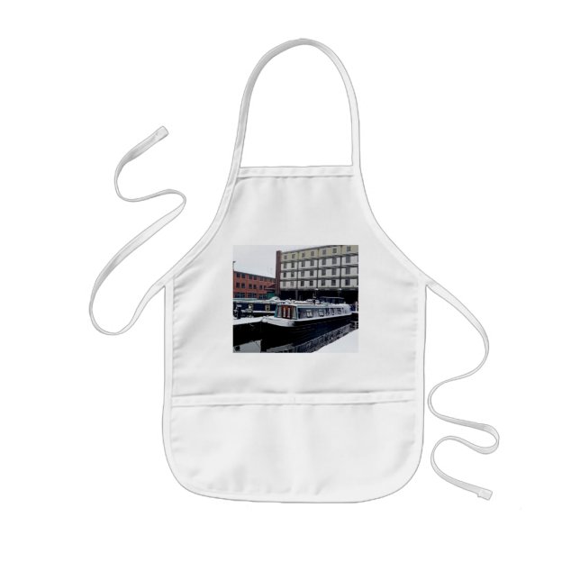 Blaues Kanalboot Kinderschürze (Vorne)