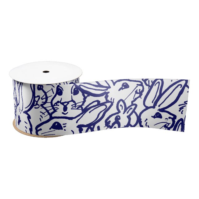 Blaues Kaninchen Bunny Niedlich Whimsical Satinband (Spule)