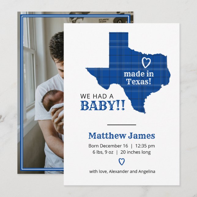 Blaues Kariertes aus texanischem Vertikal-Foto Ankündigung (Vorne/Hinten)