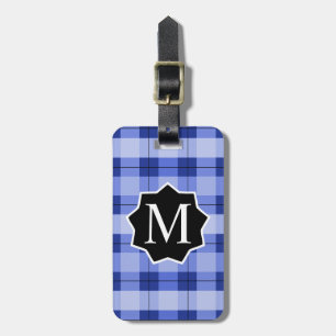 Blaues Kariertes BBL-Etikett Mit Monogramm Gepäckanhänger