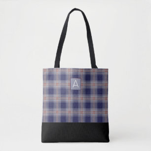 Blaues Kariertes Monogramm