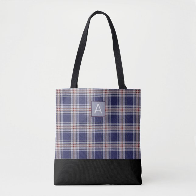Blaues Kariertes Monogramm (Vorderseite)