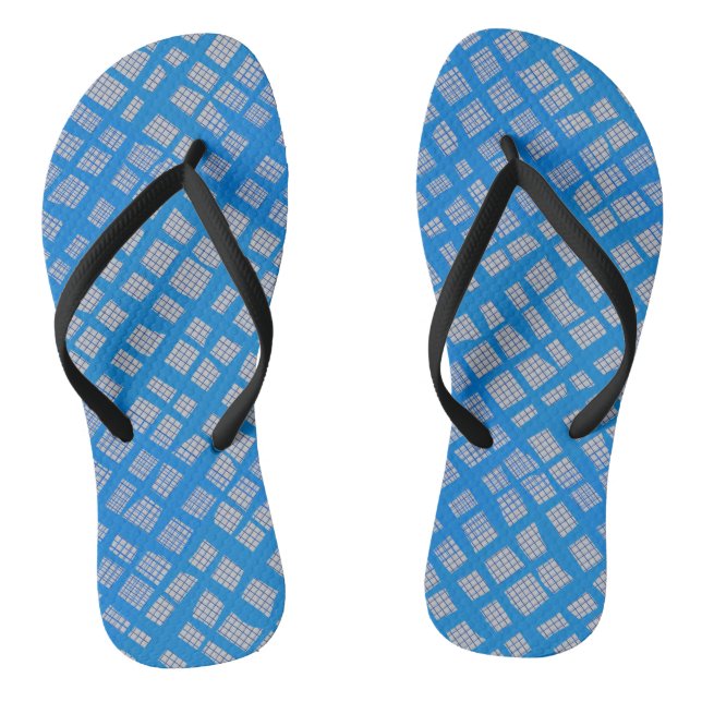 Blaues kariertes Muster B10 L Gray BG Flip Flops (Fußbett)