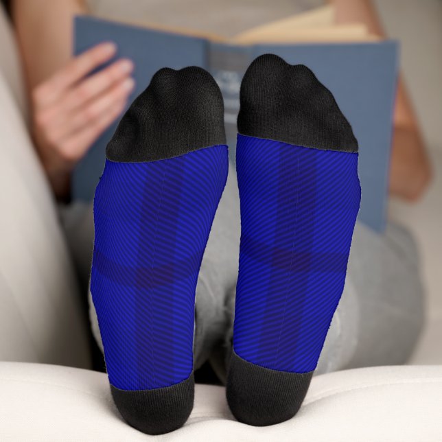Blaues Kariertes Muster - Socken (Unterseite)