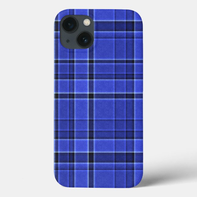 Blaues Kariertes Tartan Case-Mate iPhone Hülle (Rückseite)
