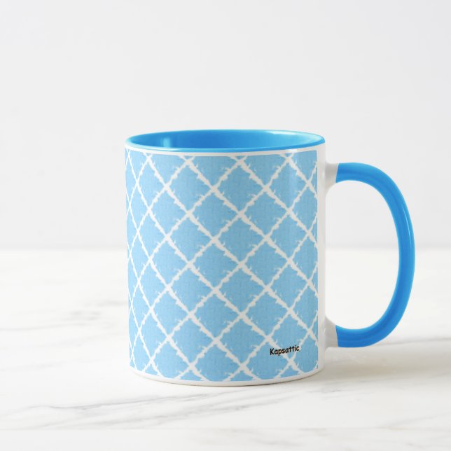 Blaues Karo-Muster Tasse (Rechts)