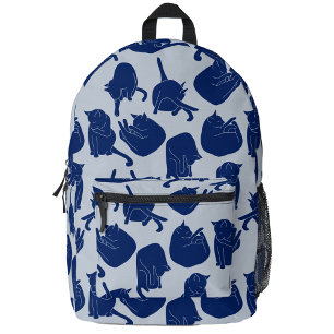 Blaues Katzenmuster Bedruckter Rucksack