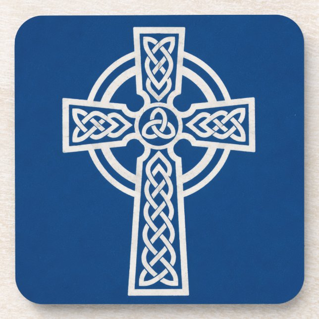 Blaues keltisches Kreuz Getränkeuntersetzer (Vorderseite)