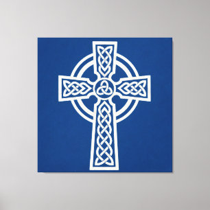 Blaues keltisches Kreuz Leinwanddruck