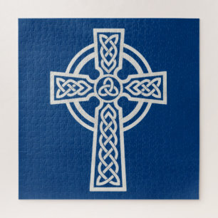 Blaues keltisches Kreuz Puzzle