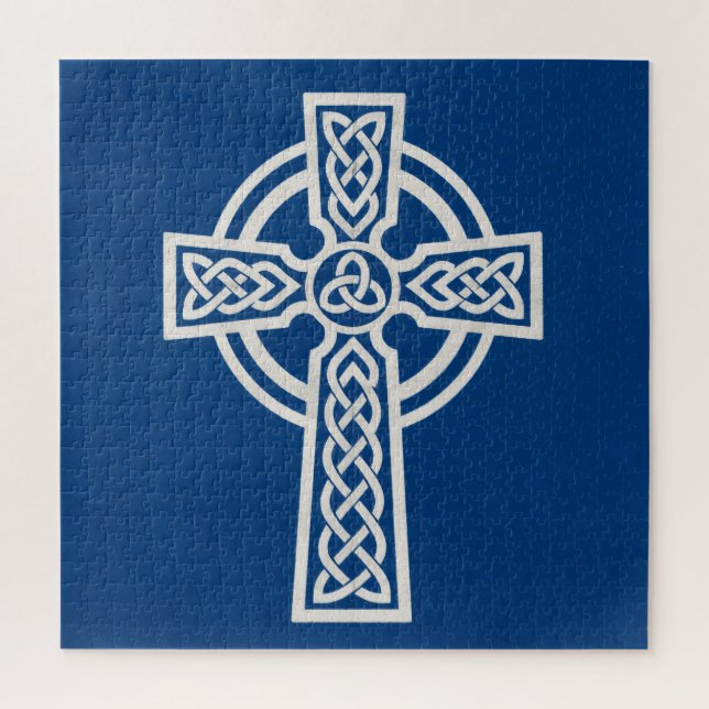 Blaues keltisches Kreuz Puzzle (Vertikal)