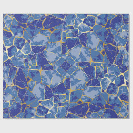 Blaues Kintsugi-Goldader-Geschenkpapier Geschenkpapier