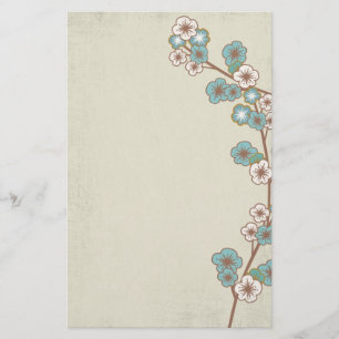 Blaues Kirschblüte-Blumen Briefpapier