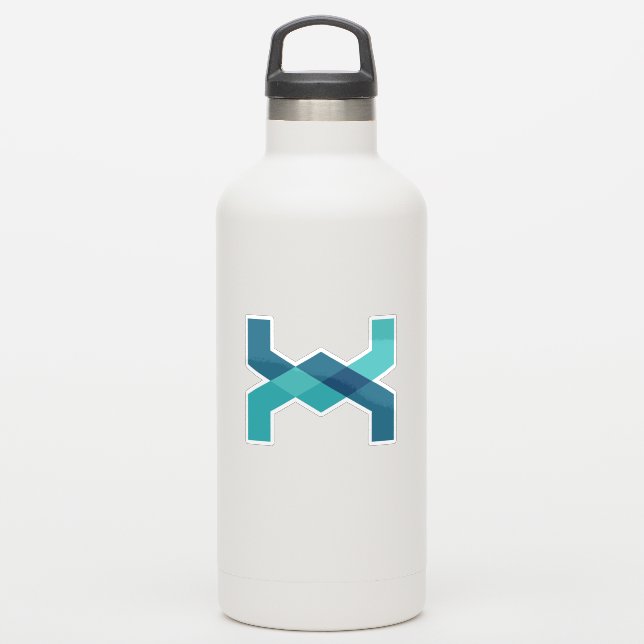 Blaues Klassisches Buchstabe X Monogramm Aufkleber (Wassserflasche)