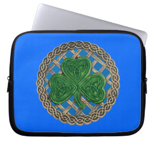 Blaues Kleeblatt auf keltischen Knochen - Laptop-S Laptopschutzhülle
