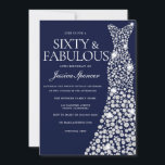 Blaues Kleid 60. Fabulous Geburtstagsparty Einladung<br><div class="desc">Blaues weißes Navy Dress 60. Fabelhafte Geburtstagsparty Einladung Variationen zur Einladung und passende Artikel in unserem Shop</div>
