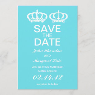 Blaues königliches Paar - Rettet das Datum Einladung