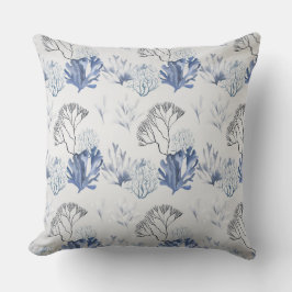 Blaues Korallenmuster Kissen