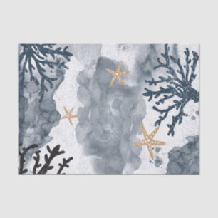 Blaues Korallenriff Wasserfarbe Elegantes Party Seidenpapier