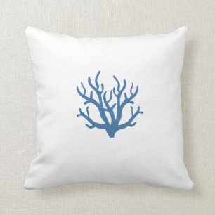 Blaues korallenrotes Wurf-Kissen Kissen