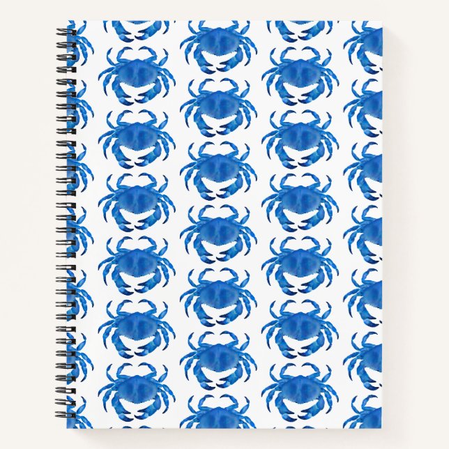 Blaues Krabben-Meeresmuster Notizbuch (Vorderseite)
