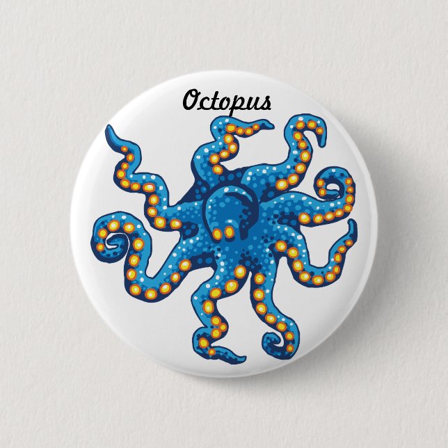 Blaues Kraken-Button Button (Vorderseite)