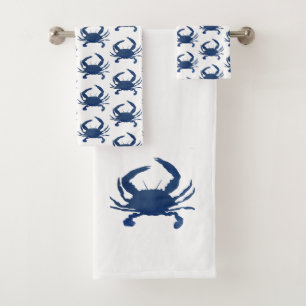 Blaues Krebsmuster Beach Badetuch Set
