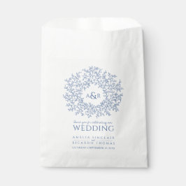 Blaues Kreissblatt zeichnend Monogramm-Hochzeit Geschenktütchen