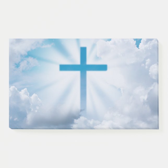 Blaues Kreuz in Sky Post-it Klebezettel (Vorderseite)