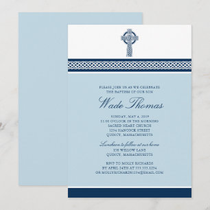 Blaues Kreuz-Taufe Einladung