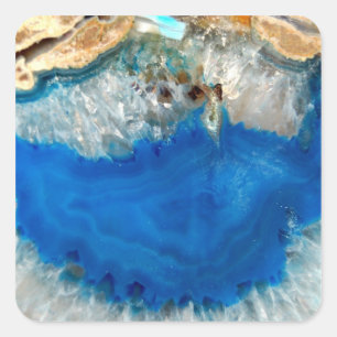 blaues Kristall Quadratischer Aufkleber