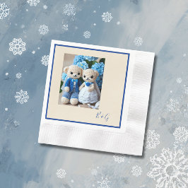 Blaues Krocketfigurenpaar Serviette