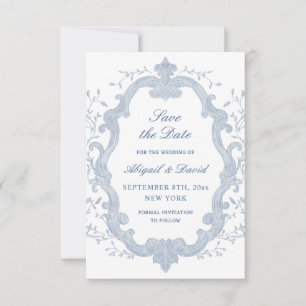 Blaues Kronen-Hochzeits-Folien-Save-The-Date Save The Date