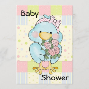 Blaues Küken-kundenspezifische Babyparty-Einladung Einladung
