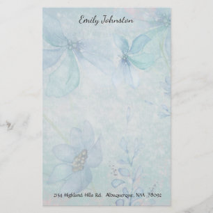 Blaues kundenspezifisches mit Blumenbriefpapier Briefpapier