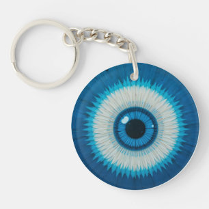 Blaues künstlerisches Böse-Augen-Design Schlüsselanhänger